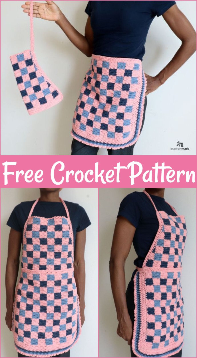 Checkered Two Piece Apron Free Crochet Pattern