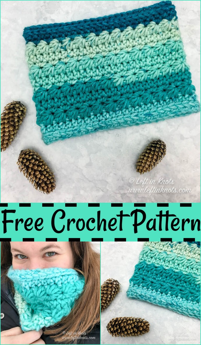 Crochet Snow Drops Chunky Cowl Free Pattern