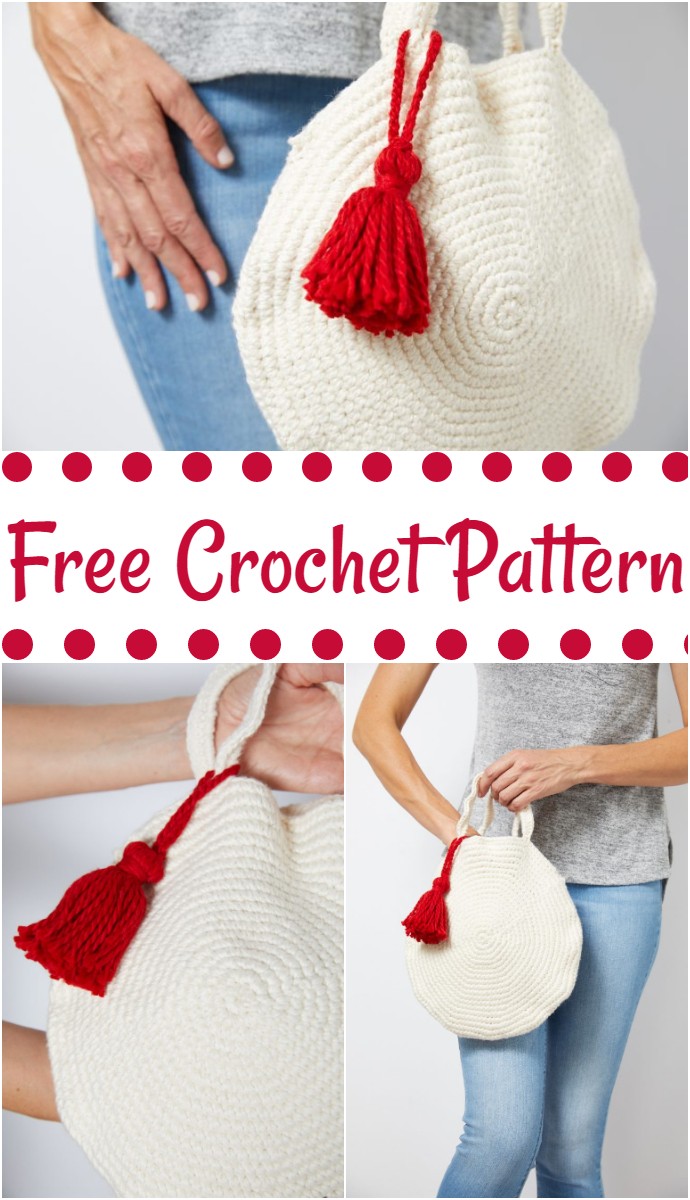 Round Crochet Bag With Tassel Pattern