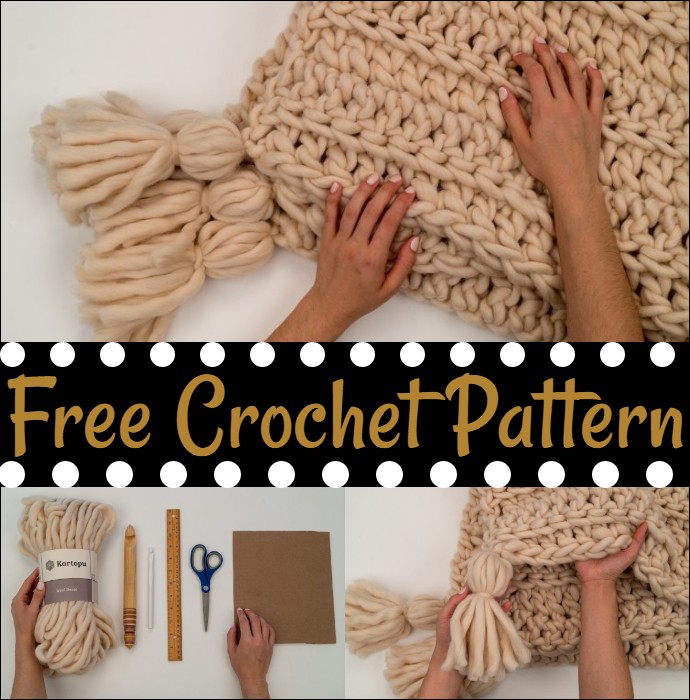 Super Chunky Ribbed Tassel Blanket Crochet Pattern