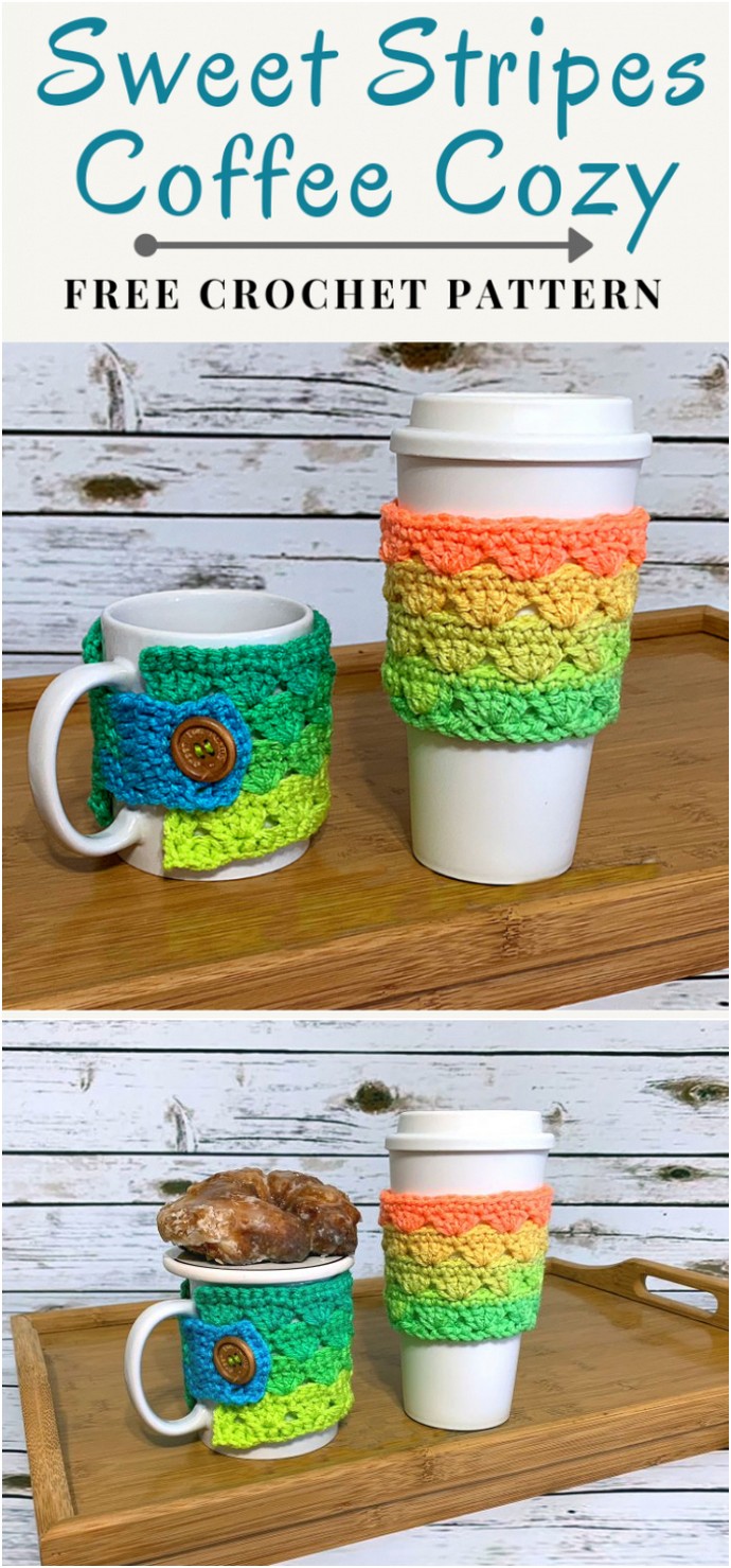 Sweet Stripes Coffee Cozy Free Crochet Pattern