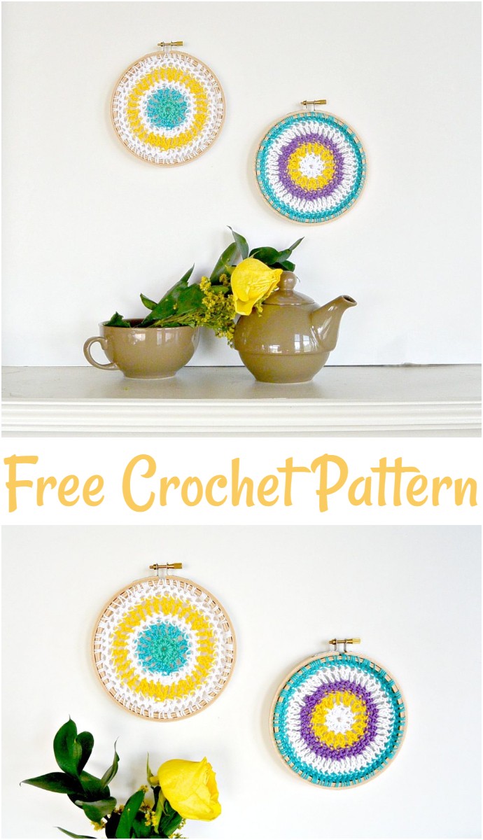 Free Crochet Mandala Hoops Wall Hangings