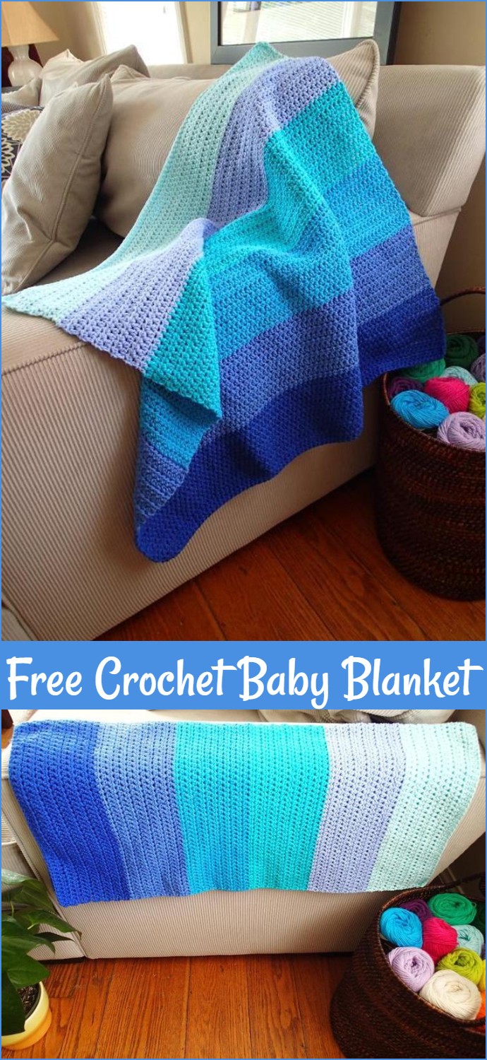 Free Crochet Ombre Blue Sky Baby Blanket