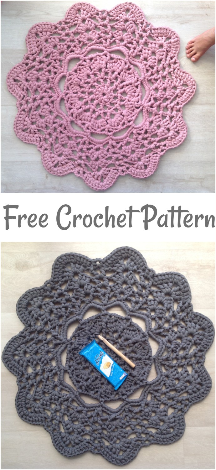 Free Crochet Pink Doily T-shirt Rug