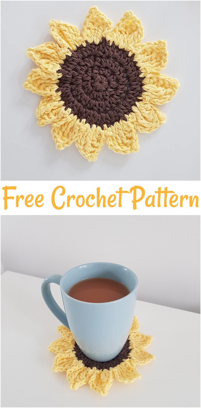 Free Crochet Sunflower Coaster