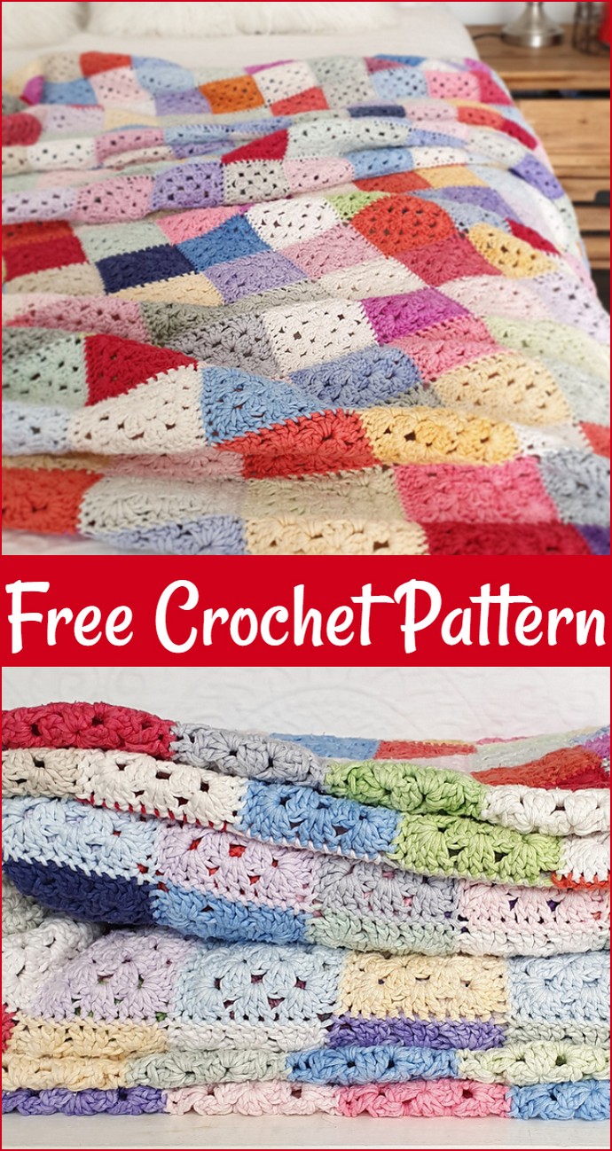 Granny Patchwork Blanket Free Crochet Pattern